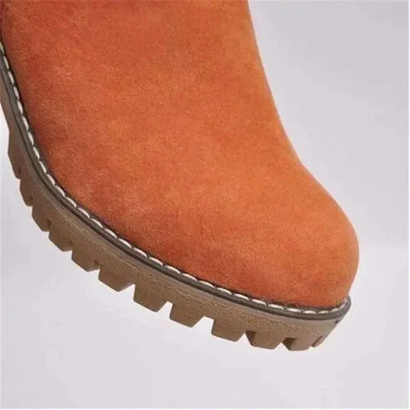 Dames winter enkellaars met warme voering met omslag