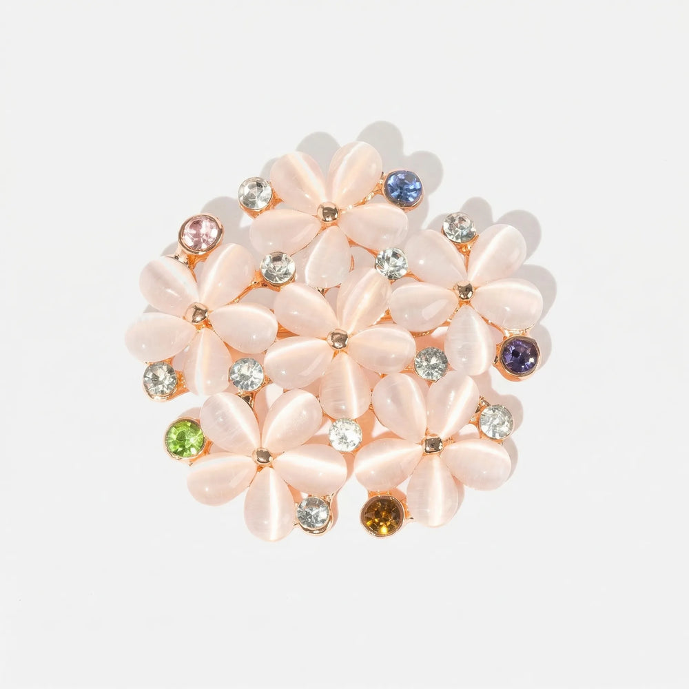 Broche dames | Bloemvormige broche met gekleurde kristallen