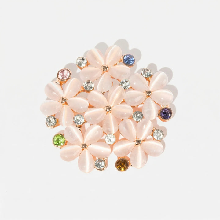 Broche dames | Bloemvormige broche met gekleurde kristallen
