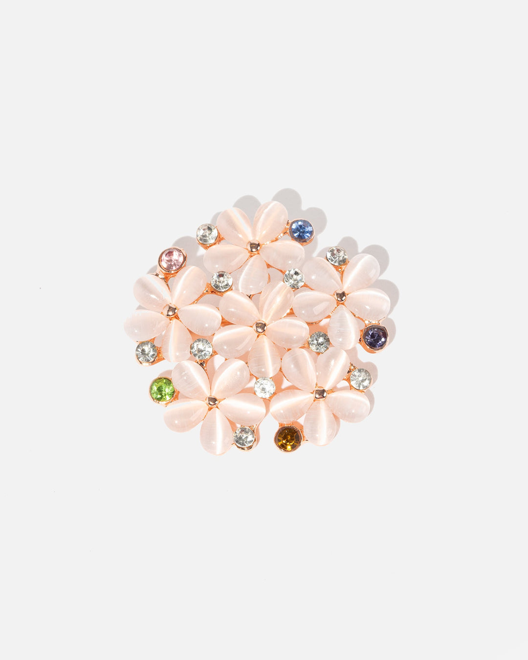 Broche dames | Bloemvormige broche met gekleurde kristallen