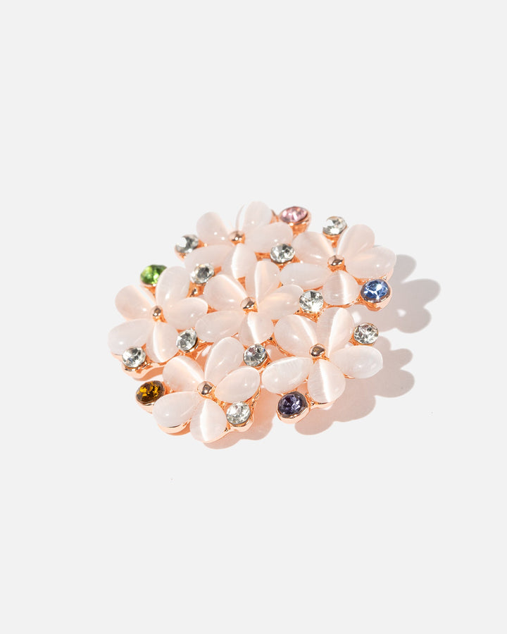 Broche dames | Bloemvormige broche met gekleurde kristallen