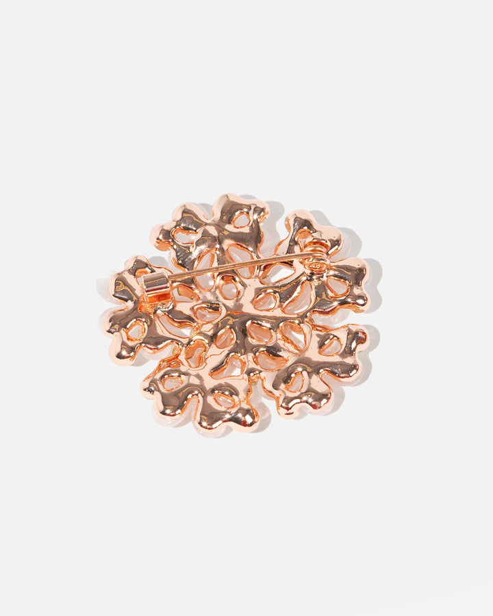 Broche dames | Bloemvormige broche met gekleurde kristallen