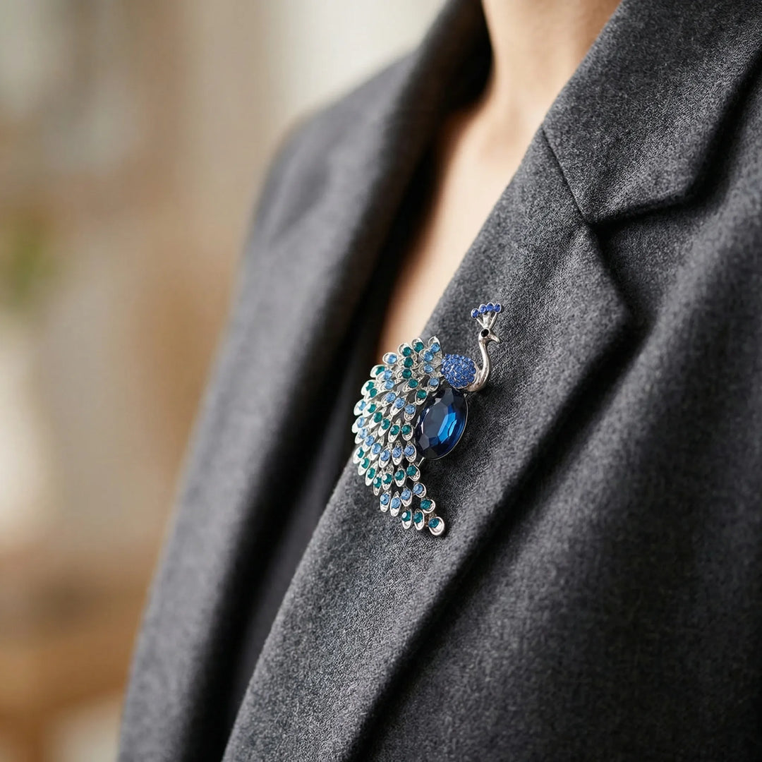 Broche dames | Decoratieve broche met pauwmotief