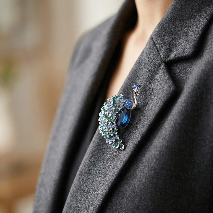 Broche dames | Decoratieve broche met pauwmotief