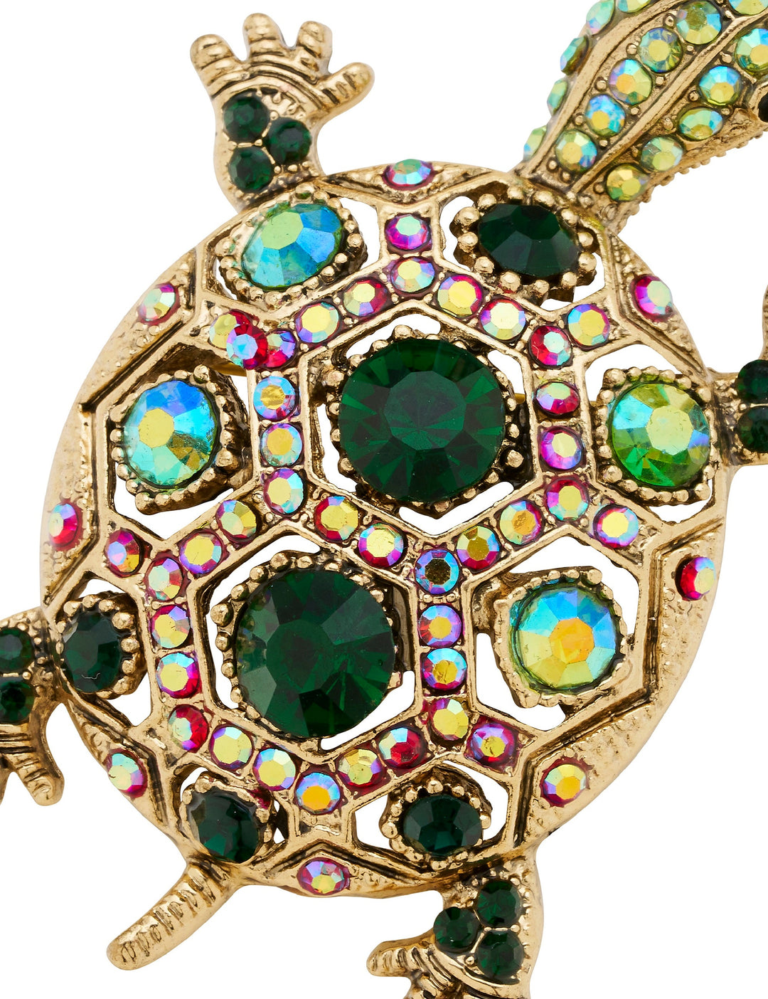 Broche dames | Schildpad broche met gekleurde stenen