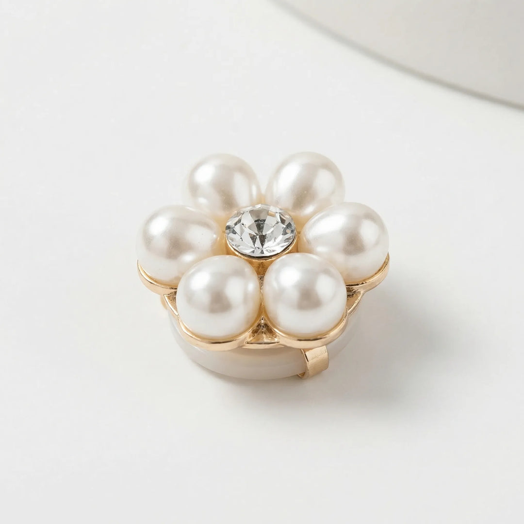 Broche manchetknoop decoratie voor dames | Parelbloem