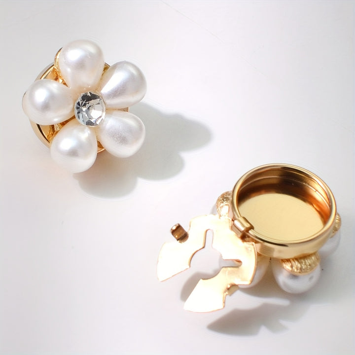 Broche manchetknoop decoratie voor dames | Parelbloem