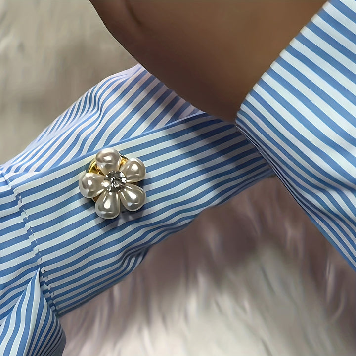 Broche manchetknoop decoratie voor dames | Parelbloem