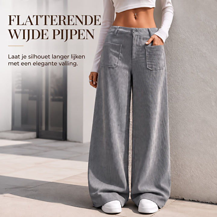 Broek dames | Wide leg model met hoge taille en zakken