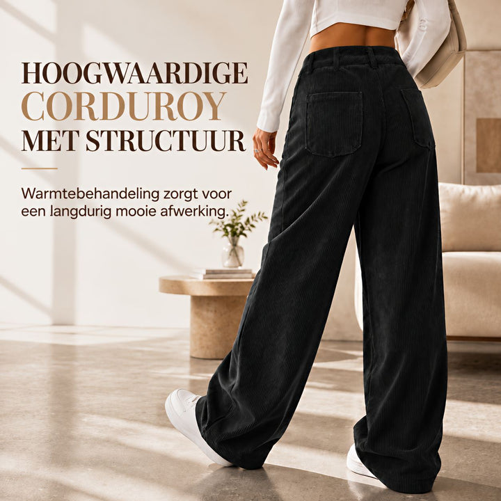 Broek dames | Wide leg model met hoge taille en zakken