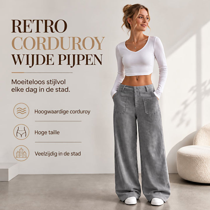 Broek dames | Wide leg model met hoge taille en zakken