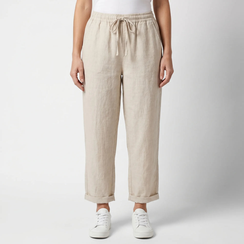 Broek dames | Capri broek met elastische taille en zakken