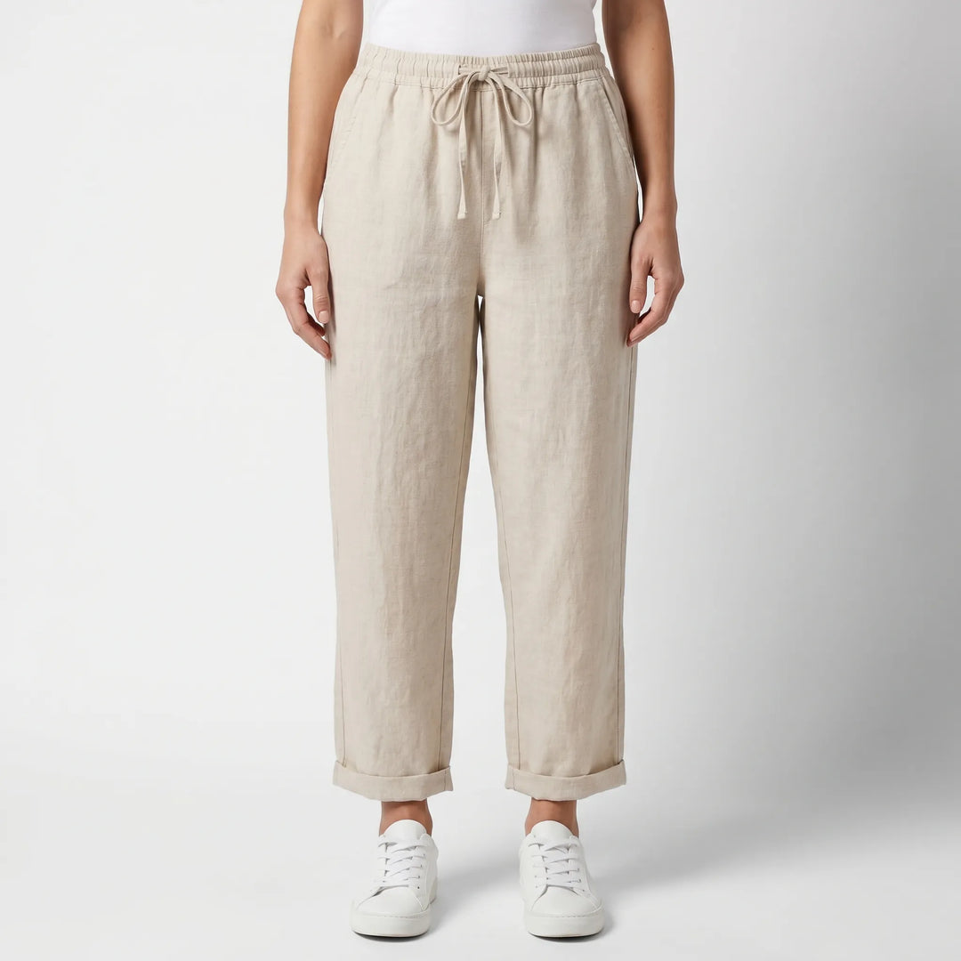 Broek dames | Capri broek met elastische taille en zakken