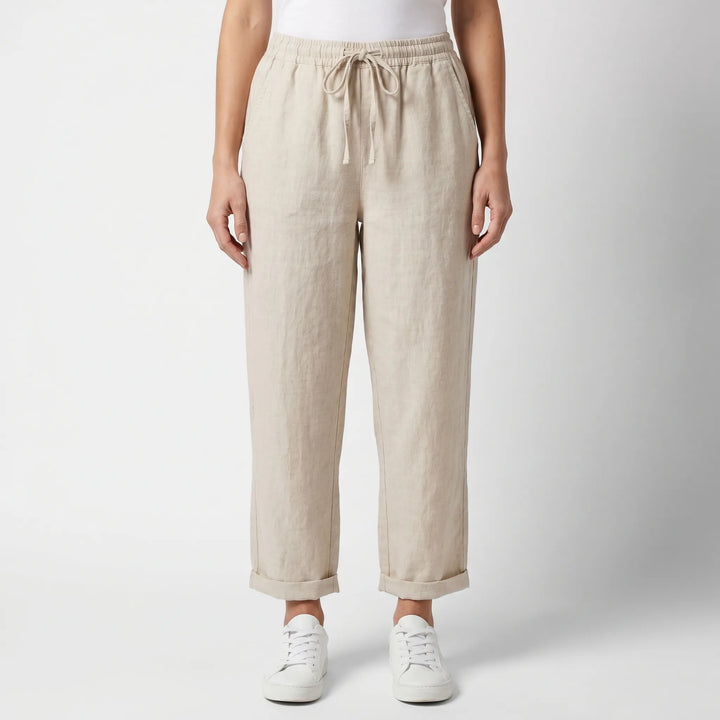 Broek dames | Capri broek met elastische taille en zakken