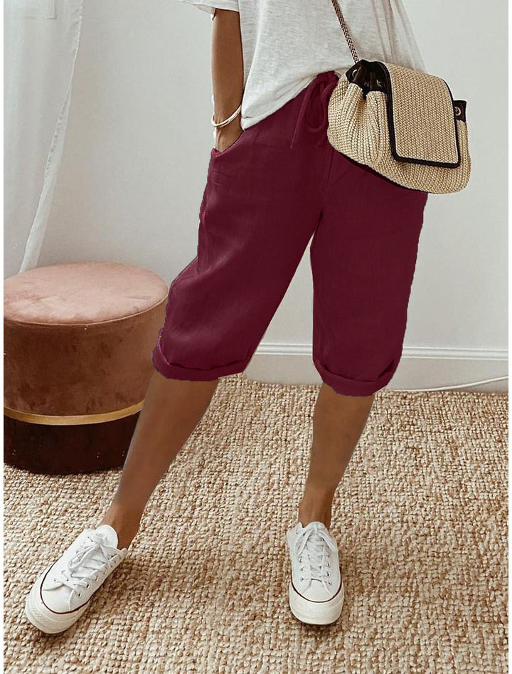 Broek dames | Capri broek met elastische taille en zakken