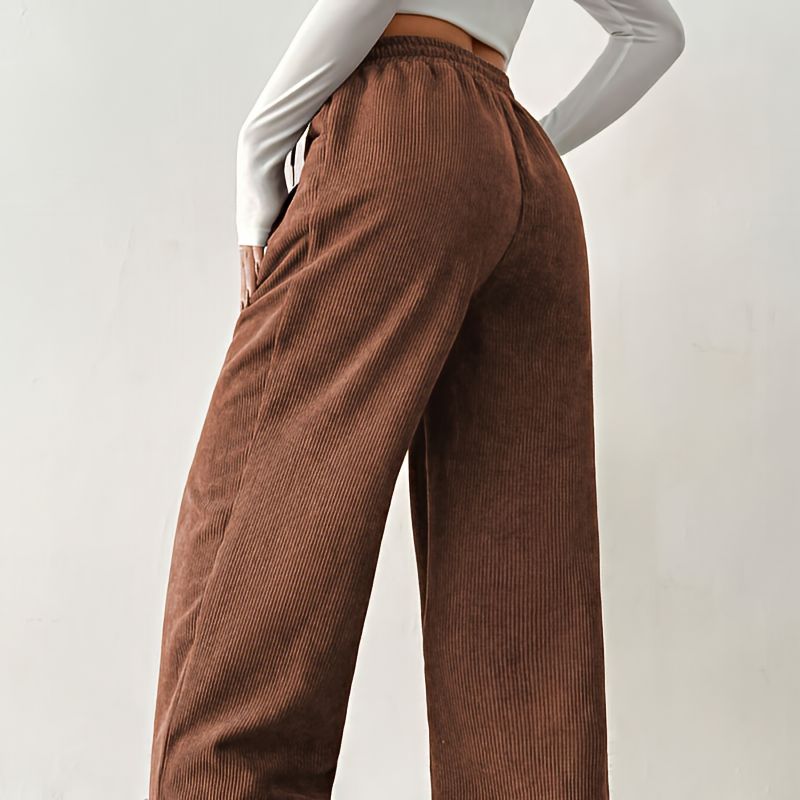 Broek dames | Casual loose fit broek met trekkoord