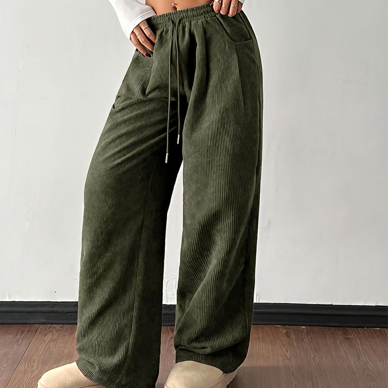 Broek dames | Casual loose fit broek met trekkoord