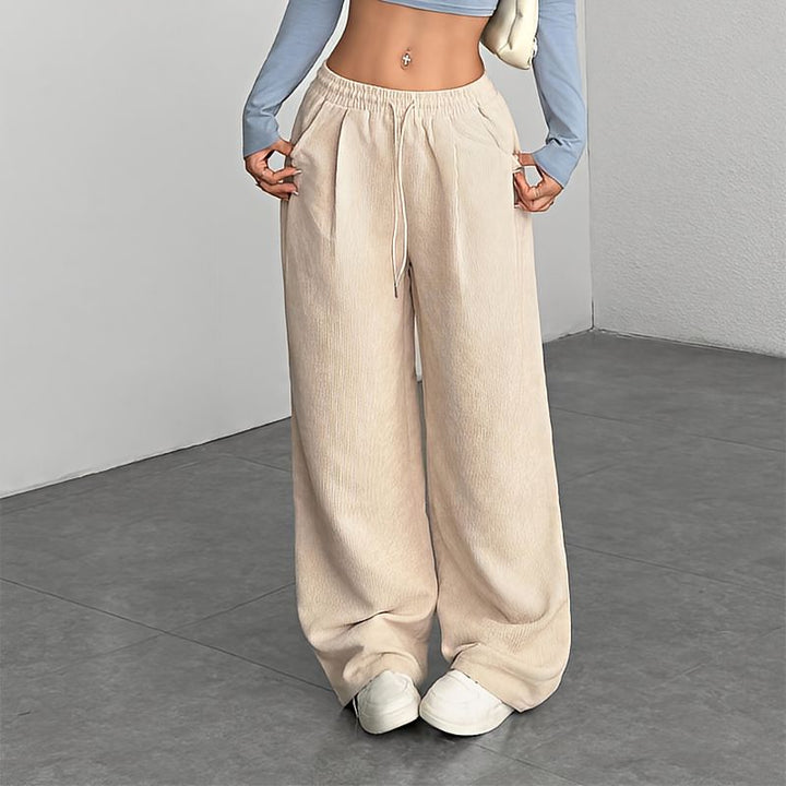 Broek dames | Casual loose fit broek met trekkoord
