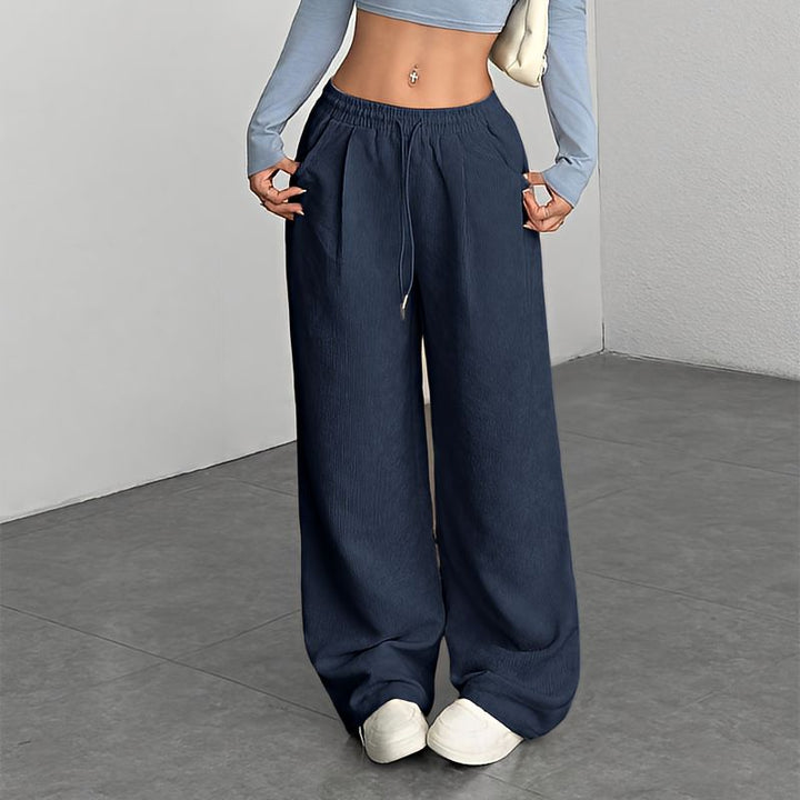 Broek dames | Casual loose fit broek met trekkoord
