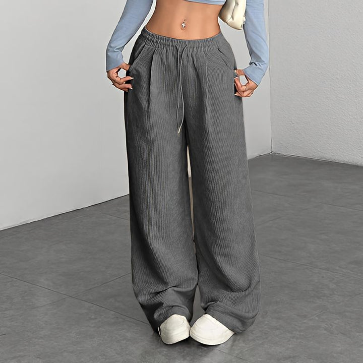 Broek dames | Casual loose fit broek met trekkoord