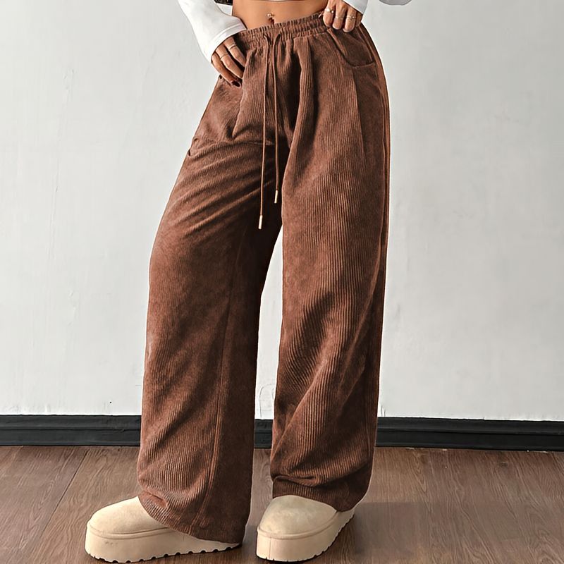 Broek dames | Casual loose fit broek met trekkoord