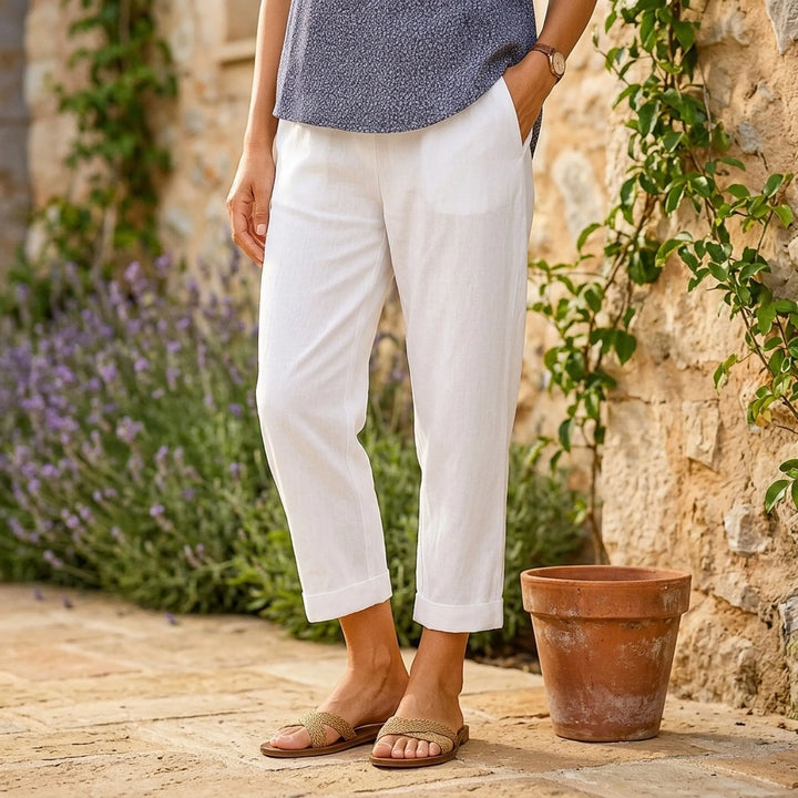 Broek dames | Comfortabele rechte broek met hoge taille