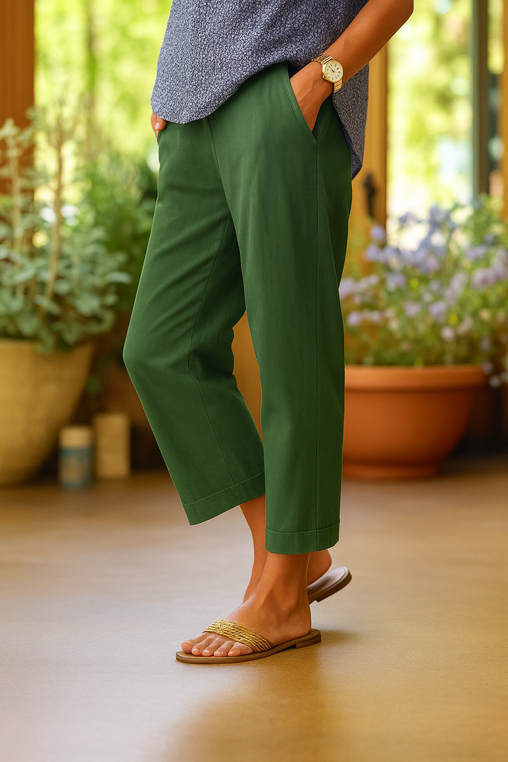 Broek dames | Comfortabele rechte broek met hoge taille