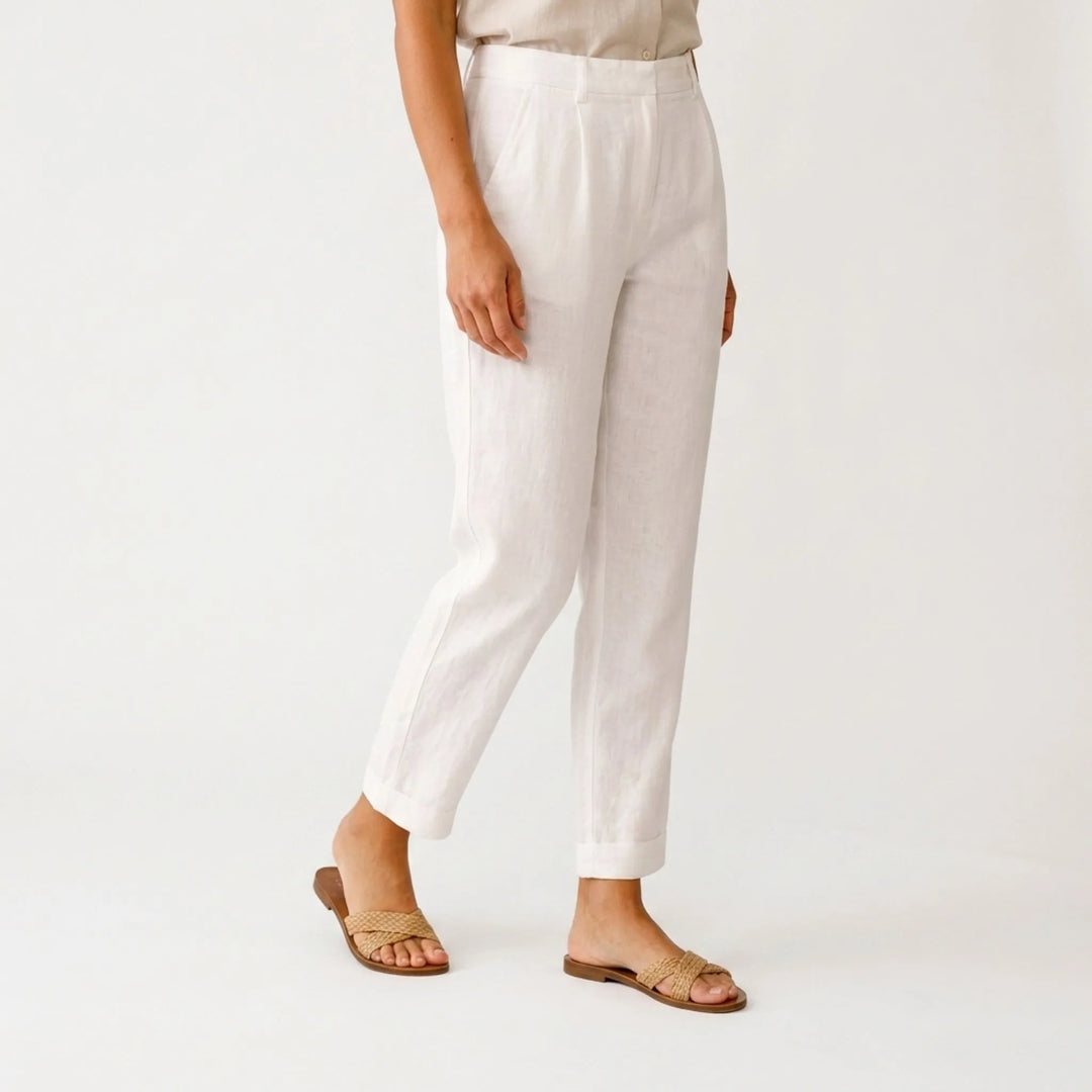 Broek dames | Comfortabele rechte broek met hoge taille