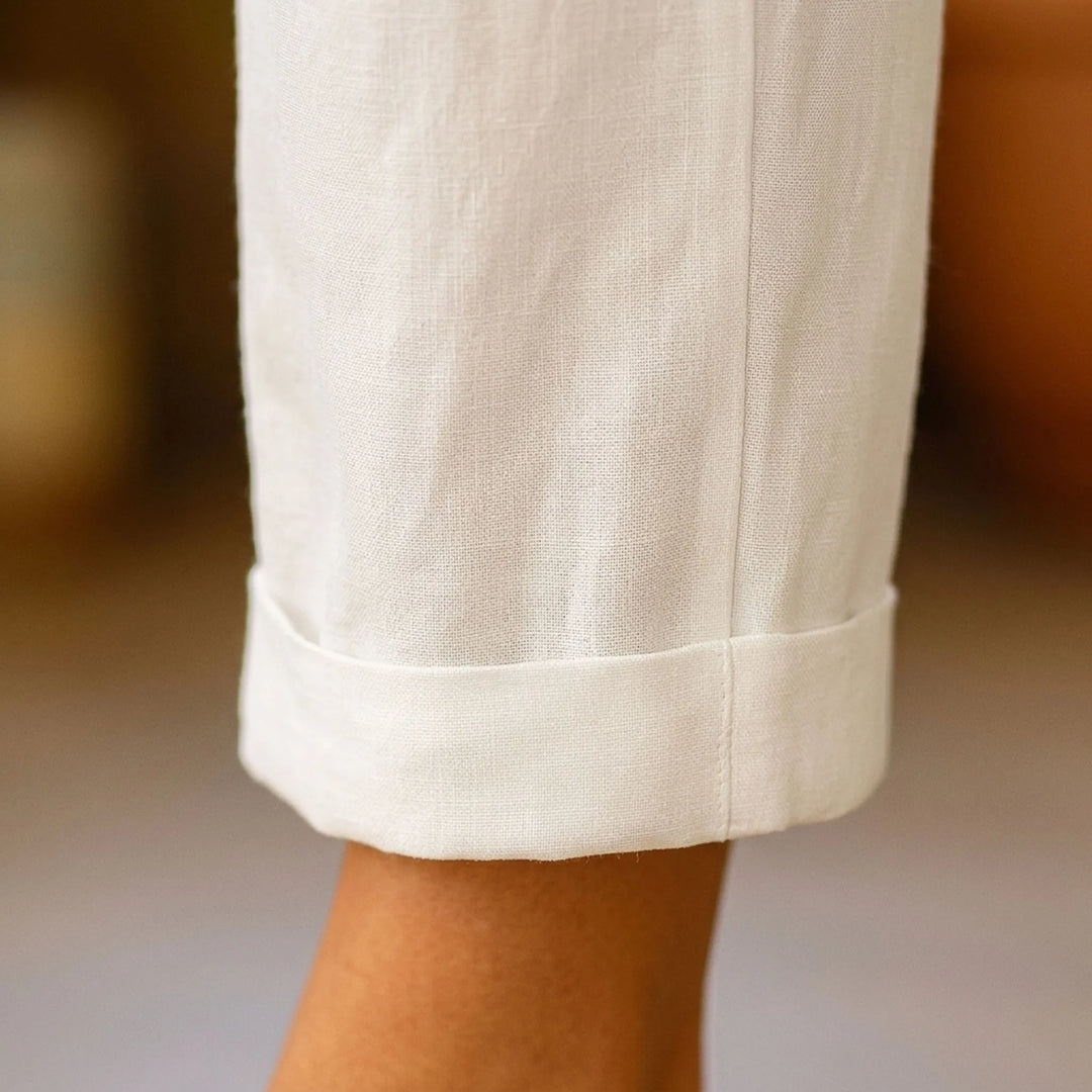 Broek dames | Comfortabele rechte broek met hoge taille