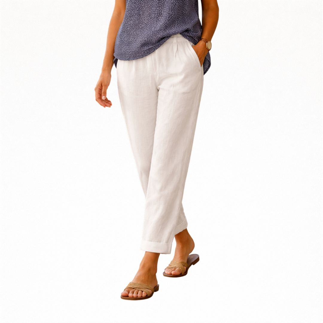 Broek dames | Comfortabele rechte broek met hoge taille