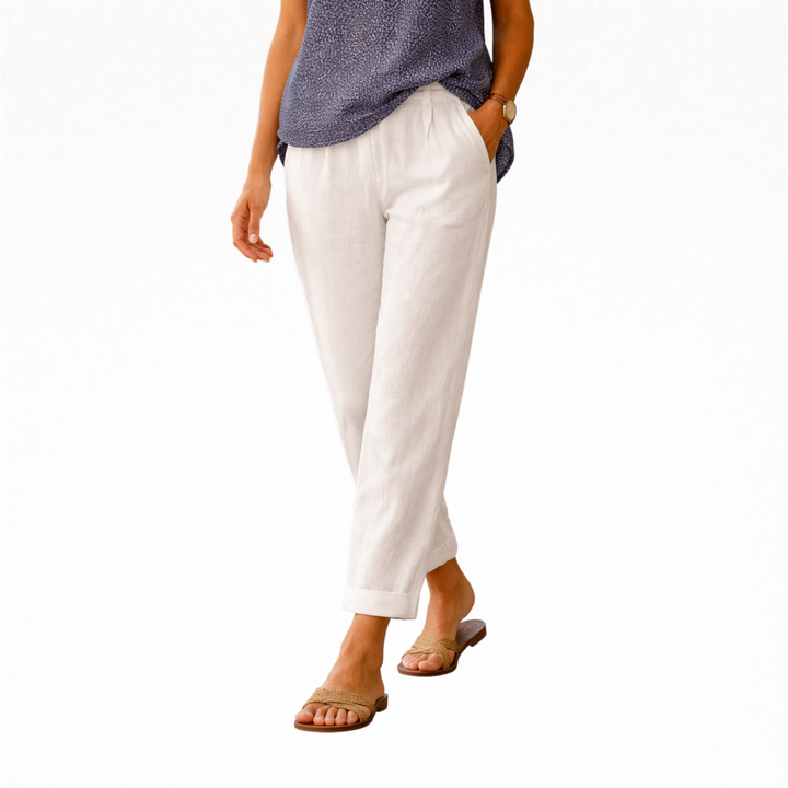 Broek dames | Comfortabele rechte broek met hoge taille