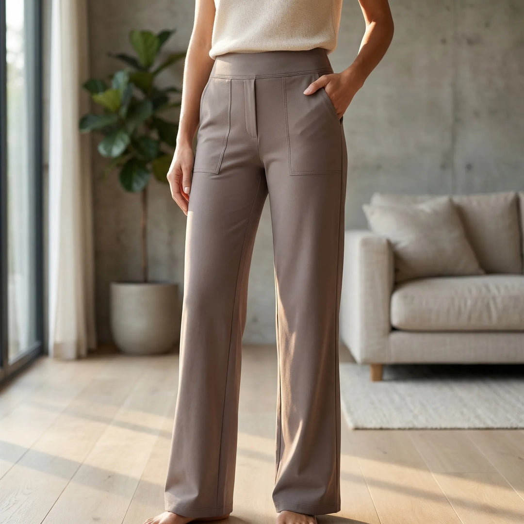 Broek dames | Hoge taille stretch broek | 1+1 Gratis