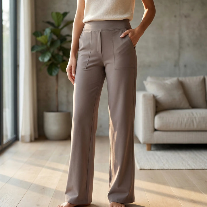 Broek dames | Hoge taille stretch broek | 1+1 Gratis
