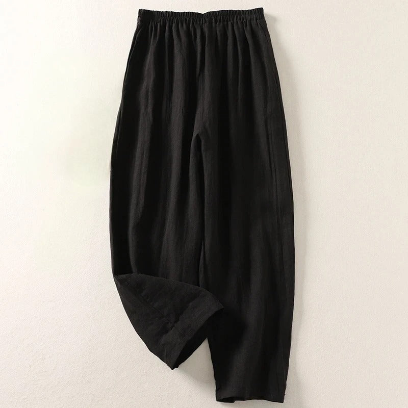 Broek dames | Linnen zomerbroek met elastische taille