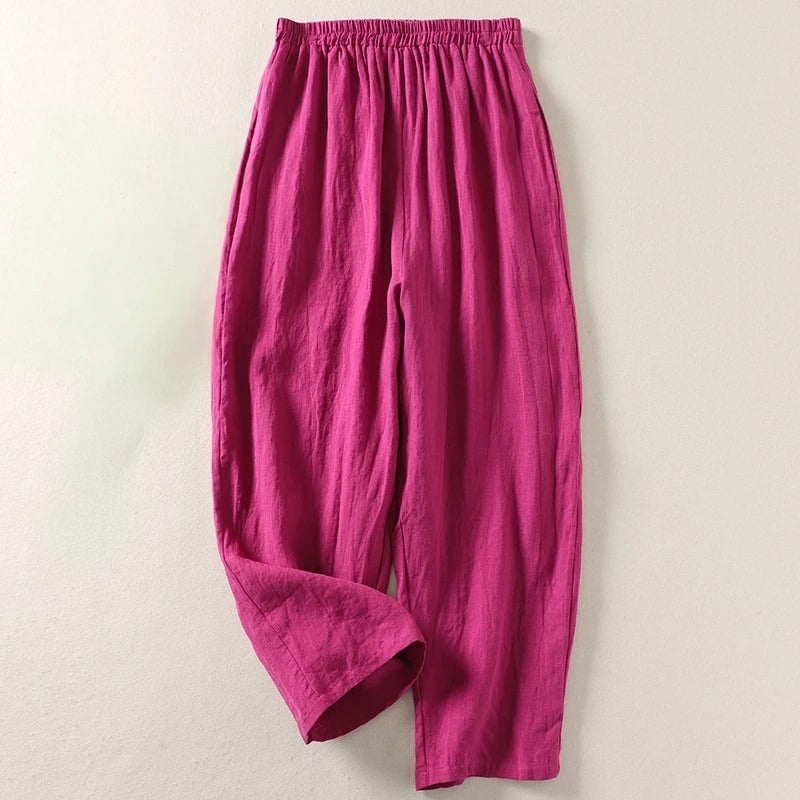 Broek dames | Linnen zomerbroek met elastische taille