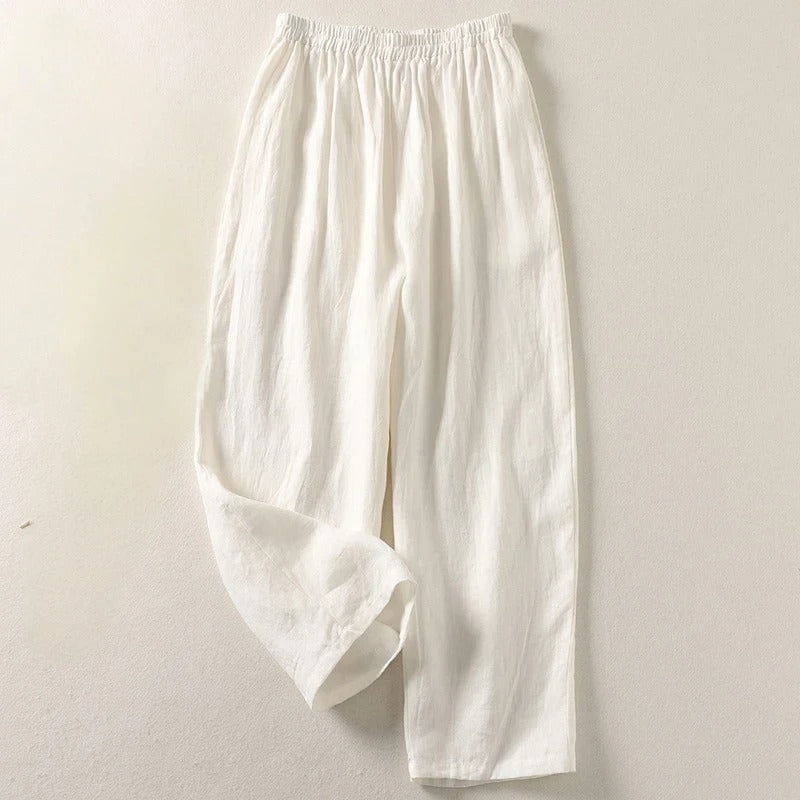 Broek dames | Linnen zomerbroek met elastische taille