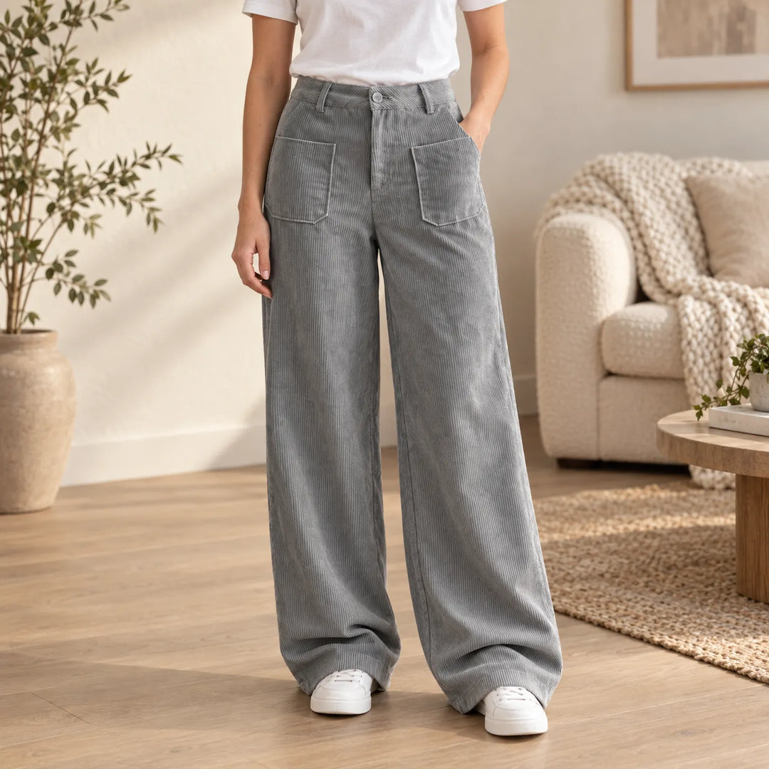 Broek dames | Wide leg model met hoge taille en zakken