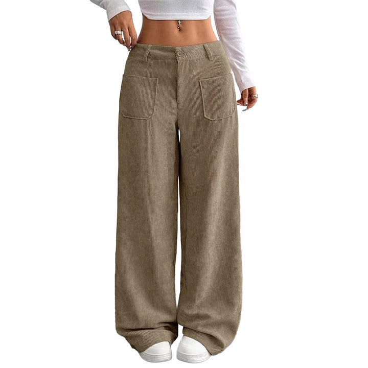 Broek dames | Wide leg model met hoge taille en zakken