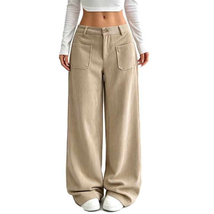 Broek dames | Wide leg model met hoge taille en zakken