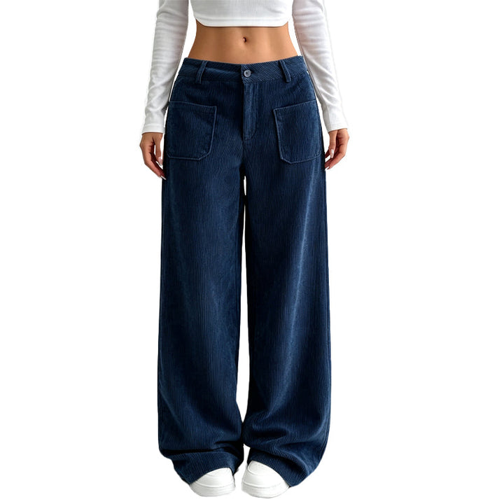 Broek dames | Wide leg model met hoge taille en zakken