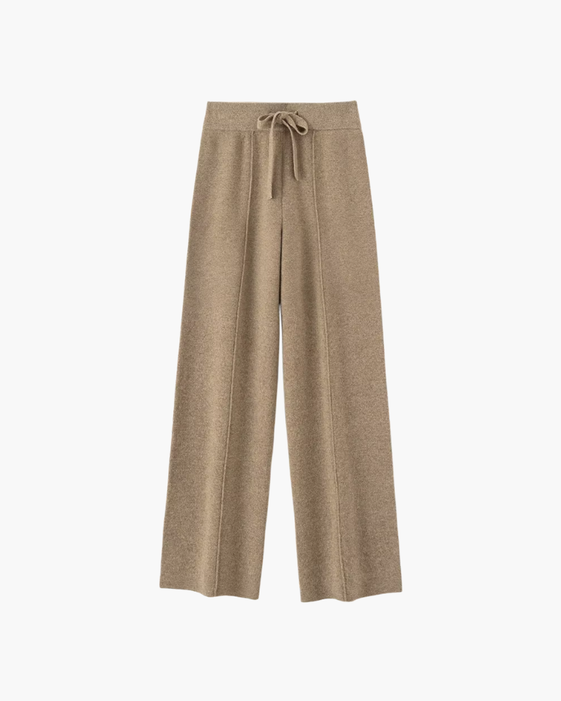 Broek dames | Wijde pantalon met hoge taille en trekkoord