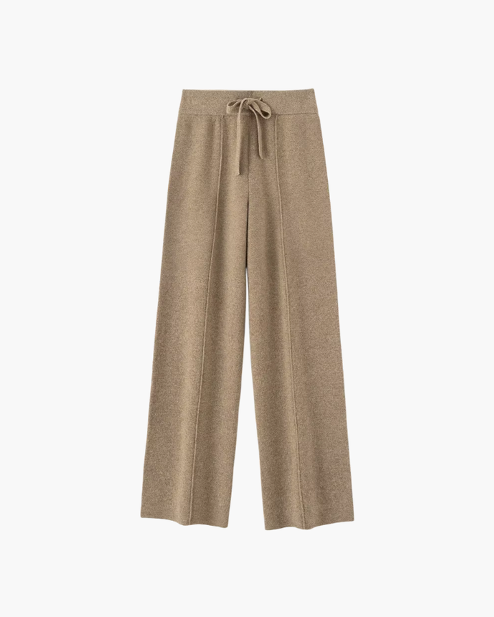 Broek dames | Wijde pantalon met hoge taille en trekkoord