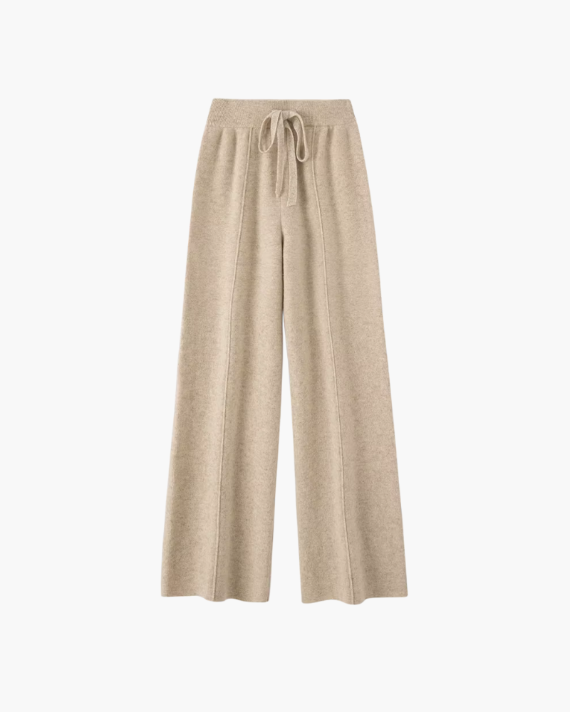 Broek dames | Wijde pantalon met hoge taille en trekkoord