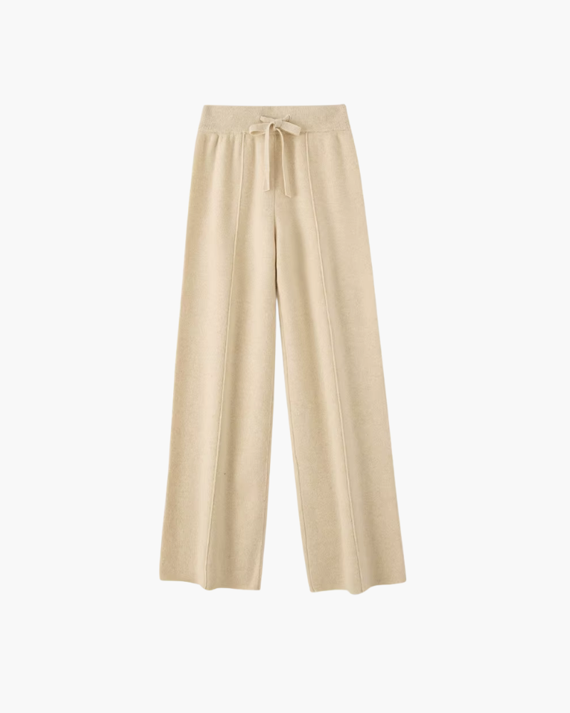 Broek dames | Wijde pantalon met hoge taille en trekkoord