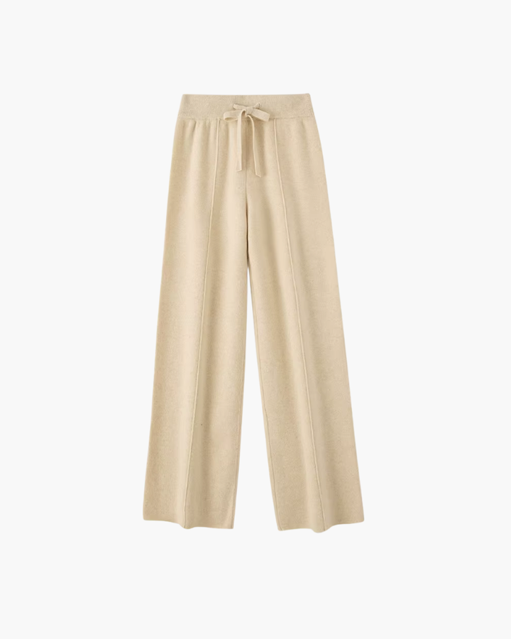 Broek dames | Wijde pantalon met hoge taille en trekkoord