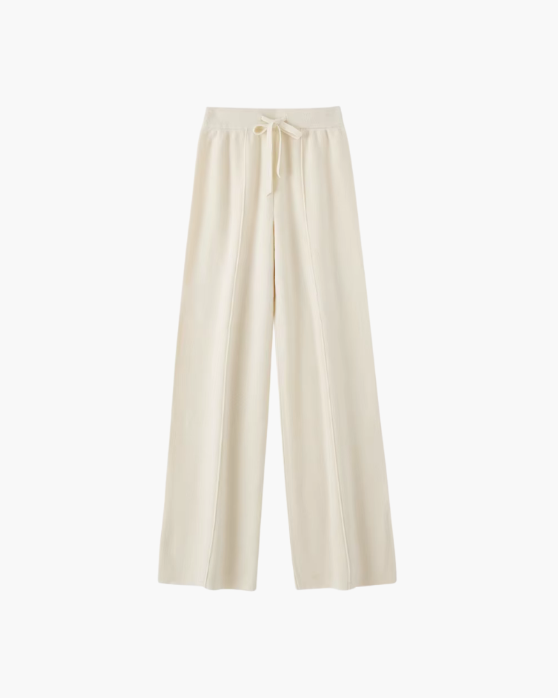 Broek dames | Wijde pantalon met hoge taille en trekkoord