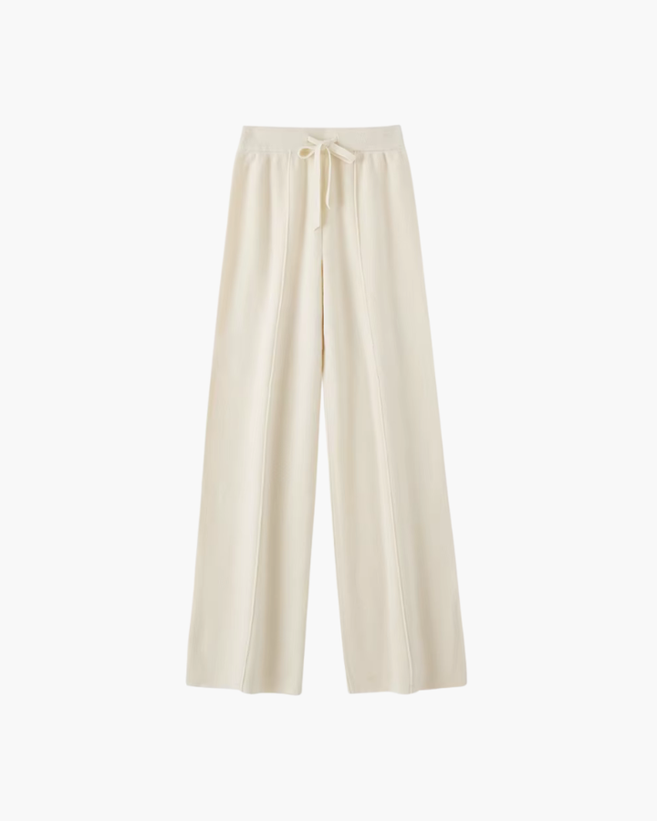 Broek dames | Wijde pantalon met hoge taille en trekkoord