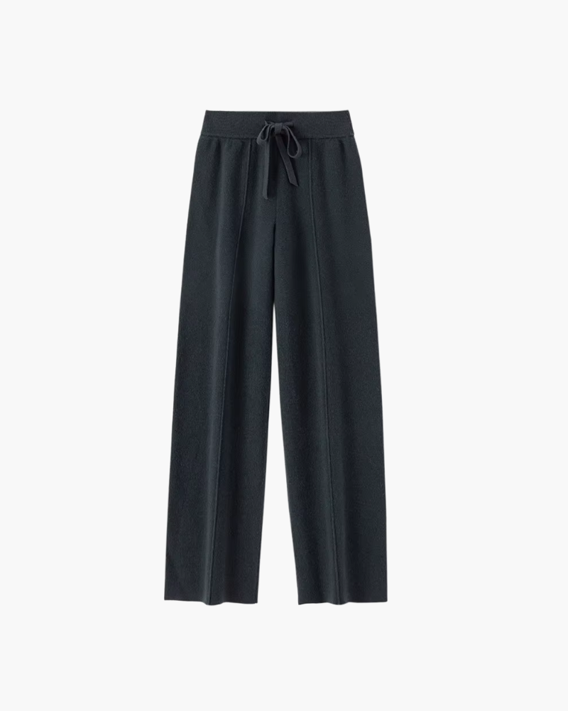 Broek dames | Wijde pantalon met hoge taille en trekkoord