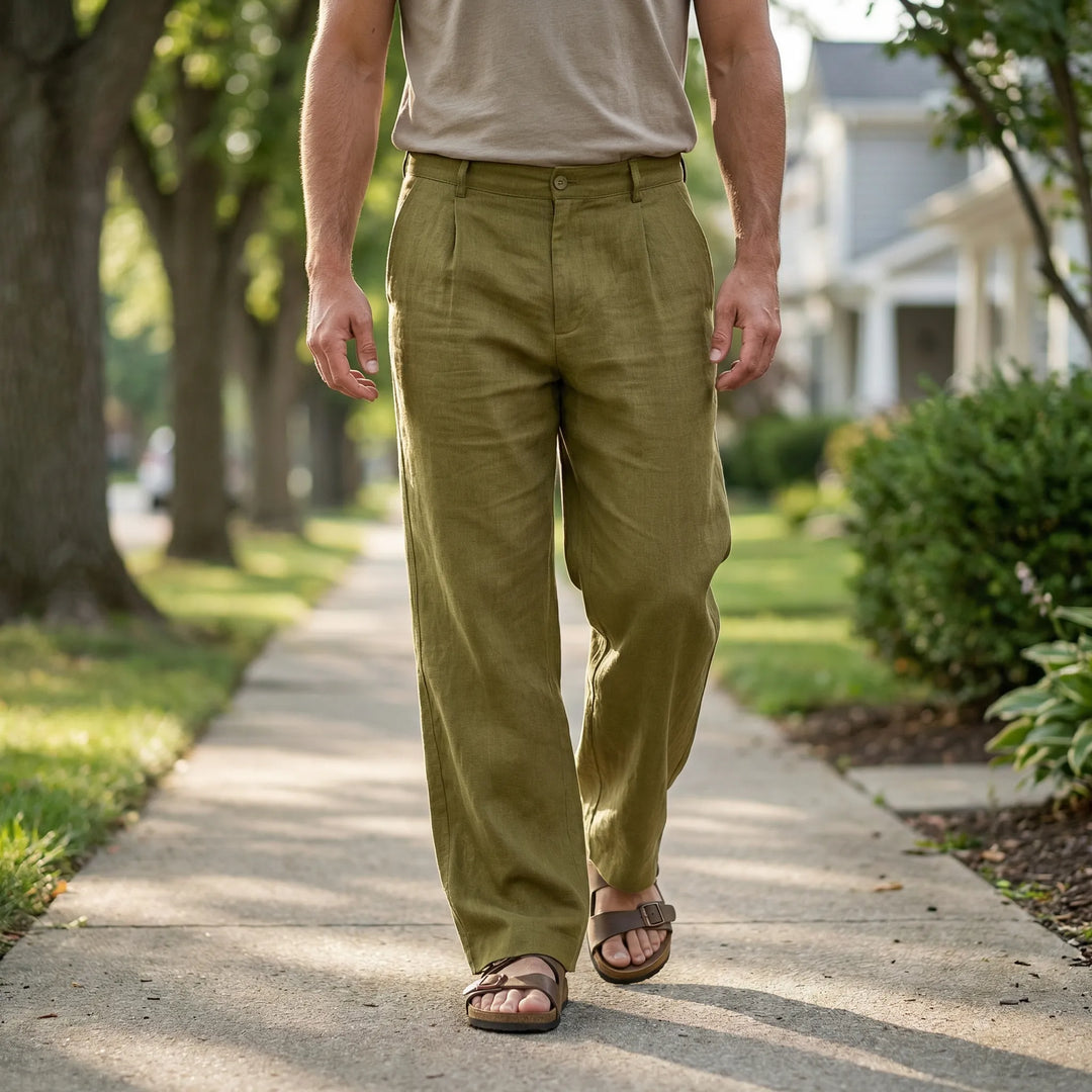 Broek heren | Katoenen zomerbroek met rechte pijp