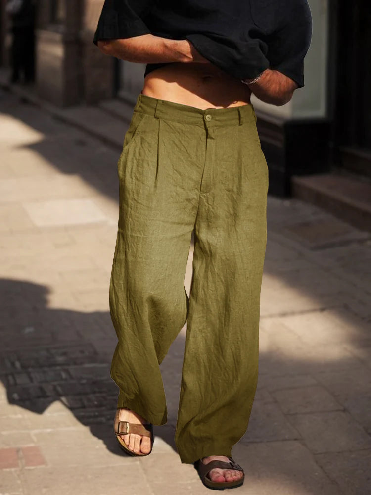 Broek heren | Katoenen zomerbroek met rechte pijp